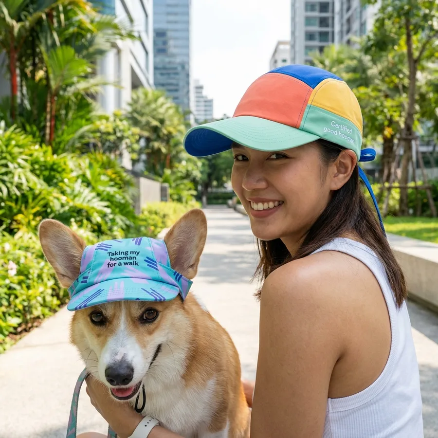 ภาพพอร์ตเทรตหมวกลายปักคู่เจ้าของ-สัตว์เลี้ยง